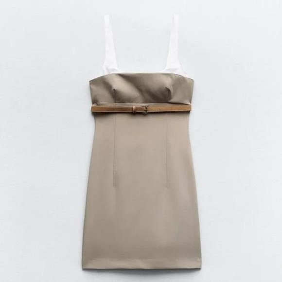 ZARA COMBINATION BELTED DRESS - Picture 2 of 5